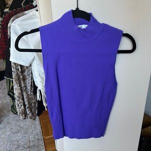 Purple knit turtle neck tank